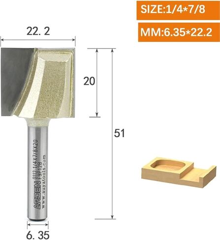 Arden 2 Flutes Carbide Bottom Cleaning Router Bit Woodworking Flat Bottom Slotting Carving CNC Tool for Plywood MDF Solid Wood(6.35x22.2) in Saudi Arabia