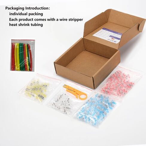 250pcs حلقة لحام حلقة اللحام بالماء مزيج لحام أنبوب أنبوب مناسبة للتطبيقات الكهربائية والشاحنة والموصل (أصفر 20 أزرق 90 أحمر 100 أبيض 40) in Saudi Arabia