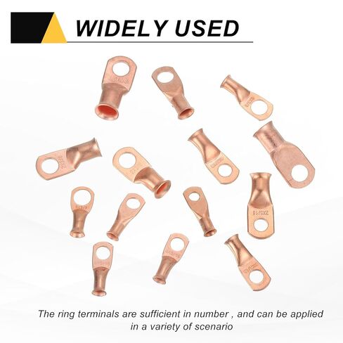 MECCANIXITY 10pcs 1/0 AWG M12 Battery Lugs Ring Terminals, 1/2" 12mm Stud Crimp Wire Terminal Connector End Copper, 3:1 Heat Shrink Tubing, Gold in Kuwait