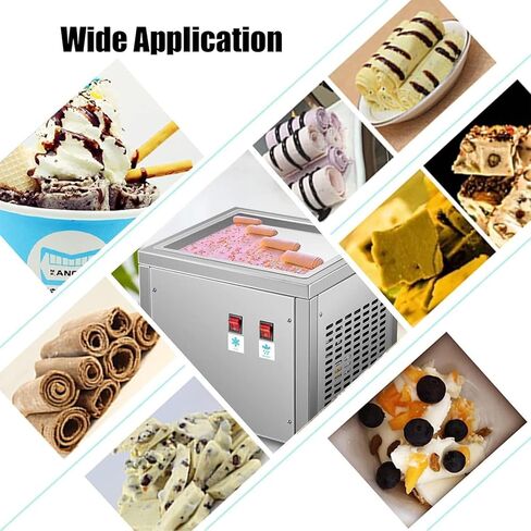صانع آيس كريم ملووق من الفولاذ المقاوم للصدأ مع 2 كاشطات ، صانع الآيس كريم ، آلة لفة الآيس كريم المقلي لصنع لفائف الآيس كريم in Kuwait
