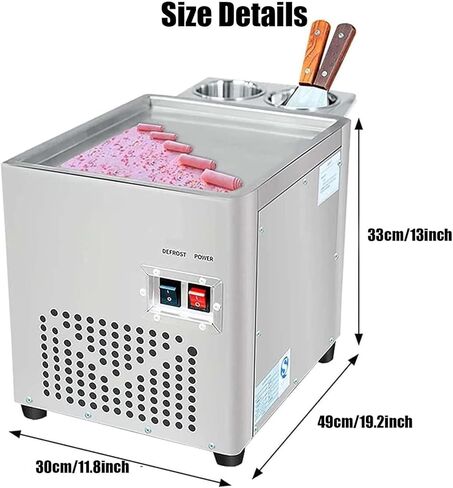 صانع آيس كريم ملووق من الفولاذ المقاوم للصدأ مع 2 كاشطات ، صانع الآيس كريم ، آلة لفة الآيس كريم المقلي لصنع لفائف الآيس كريم in Kuwait