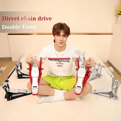 P800 Direct Drive Double Bass Pedal - مواد الفضاء الفضائي ، بناء قطعة واحدة لمجموعة الأسطوانة (مزدوجة) فضي in Kuwait