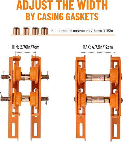 Manual Trolley 2204 LBS 1 Ton for PA600 PA800 PA1000 Electric Hoist, I-Beam Trolley with Dual Wheels Adjustable Width 2.76-4.72in in Saudi Arabia