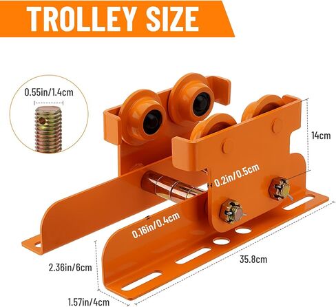 Manual Trolley 2204 LBS 1 Ton for PA600 PA800 PA1000 Electric Hoist, I-Beam Trolley with Dual Wheels Adjustable Width 2.76-4.72in in Saudi Arabia