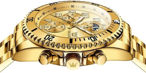 أوليف ساعات الرجال مقاوم للماء فاخر الوجه كبير الرجال مشاهدة الفولاذ المقاوم للصدأ يوم الكوارتز فستان التناظرية الساعات للرجال Relojes de Hombre (الأخضر/الأزرق/الأسود/الذهب) in Kuwait