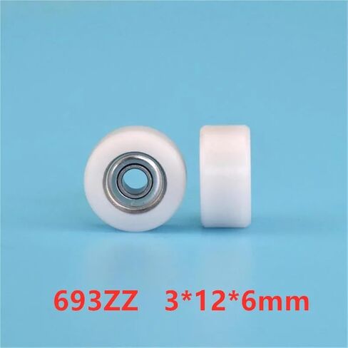 20pcs Plastic Coated Deep Groove Bearing Pulleys 3 * 12 * 6mm 693ZZ POM Wheel Roller in Saudi Arabia