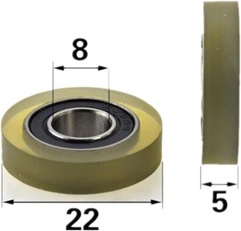 10pcs/50pcs 8 * 22 * ​​5mm 698rs بلاستيك محمل الدليل الصامت عجلات PU الأخدود العميق تحمل شفافية (10pcs) in Saudi Arabia
