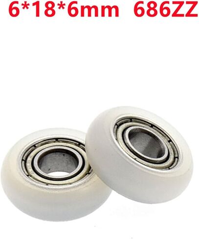 20pcs Plastic Coated Bearing 6 * 18 * 6mm 686ZZ Nylon Deep Groove Bearing Pulleys Door Window Roller White in Saudi Arabia