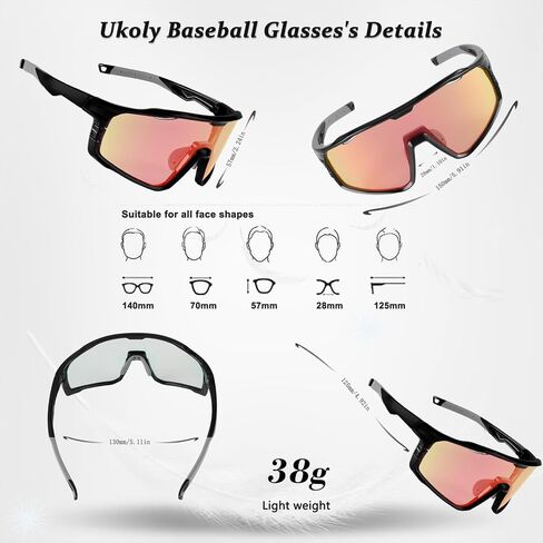 نظارات ركوب الدراجات الضوئية UKOLY للرجال ، نظارات شمسية رياضية للبيسبول ركض عدسة HD HD UV400 628 in Saudi Arabia