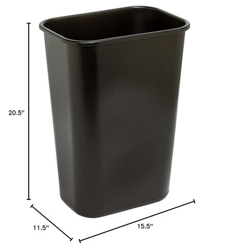 Wastebasket, 10.25 Gallons, 20 1/2in.H x 15 1/2in.W x 11 1/2in.D, Black, WB0196 in Saudi Arabia