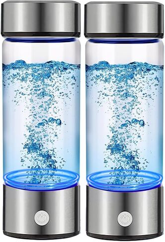 مولد زجاجة ماء الهيدروجين 2Pack ، زجاجات مياه هدرجة من الزجاج كوب الصحة ، مولد مياه الهيدروجين W spe/pem tech تحسين المياه للمنزل/السفر/الشرب اليومي لأمي الأب يوم الأب in Kuwait