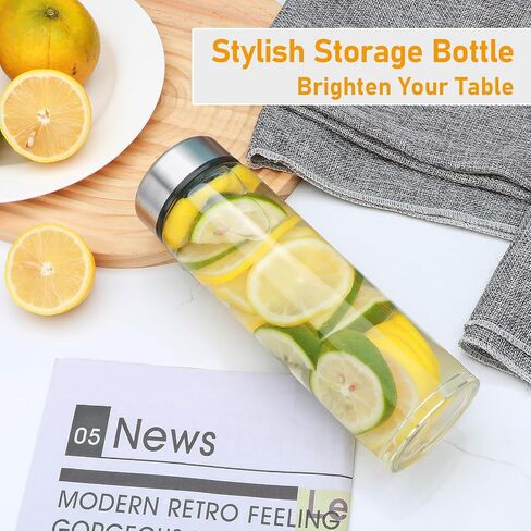 16oz Juice Bottles with Lids,4 Pack Wide Mouth Glass Bottles with Stainless Steel Cap,Reusable Glass Water Bottles for Juicing, Smoothies, Infused Water,Beverage Storage,BPA Free,Leakproof in Kuwait