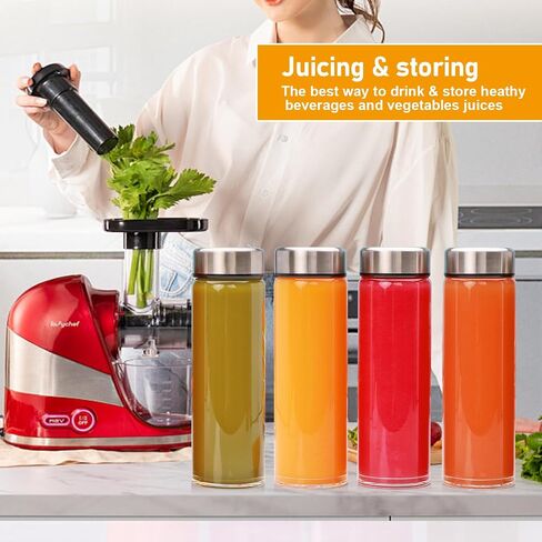 16oz Juice Bottles with Lids,4 Pack Wide Mouth Glass Bottles with Stainless Steel Cap,Reusable Glass Water Bottles for Juicing, Smoothies, Infused Water,Beverage Storage,BPA Free,Leakproof in Kuwait