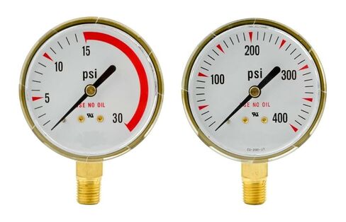Low and High Pressure Replacement Gauges for Acetylene Regulator 2" x 30 psi and 400 psi in Kuwait