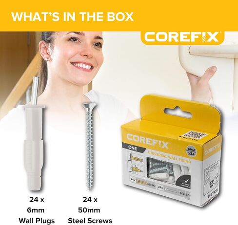 ONE Universal Drywall Anchors & Screws Pack of 100, Heavy Duty (220lbs in Concrete) Wall Anchor Suitable or All Wall Types. Perfect for Mounting Shelves, Hanging TV's and Securing Cabinets in Saudi Arabia