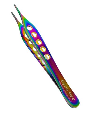 Tissue Grasping Serrated Tip Adson Forceps 4.75in (12cm), Multi-Color Rainbow, with Perforated Handle Design, Lightweight - German Stainless Steel in Kuwait