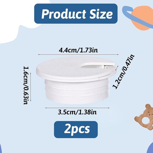 2 أجهزة كمبيوتر 1-1/2 بوصة جروميت مكتب ، ثقب الحبل غطاء ثقب الكبل البلاستيكي مع ثقوب منشار كابل المكتب المحمولة جروميت مكاتب مرنة الثقوب الحلقات لكابلات طاولة المكتب المنزلي (أبيض) in Kuwait