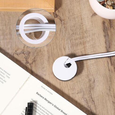 2 أجهزة كمبيوتر 1-1/2 بوصة جروميت مكتب ، ثقب الحبل غطاء ثقب الكبل البلاستيكي مع ثقوب منشار كابل المكتب المحمولة جروميت مكاتب مرنة الثقوب الحلقات لكابلات طاولة المكتب المنزلي (أبيض) in Kuwait