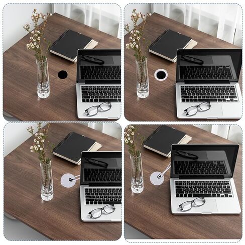 2 أجهزة كمبيوتر 1-1/2 بوصة جروميت مكتب ، ثقب الحبل غطاء ثقب الكبل البلاستيكي مع ثقوب منشار كابل المكتب المحمولة جروميت مكاتب مرنة الثقوب الحلقات لكابلات طاولة المكتب المنزلي (أبيض) in Kuwait