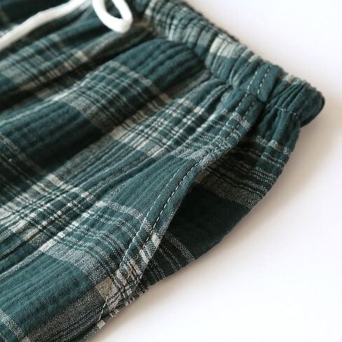 Men's Capri Pajama Pants Thin Cotton Pj Bottoms Plaid Printed Cool Cozy Home Sleep Lounge Pocket in Saudi Arabia