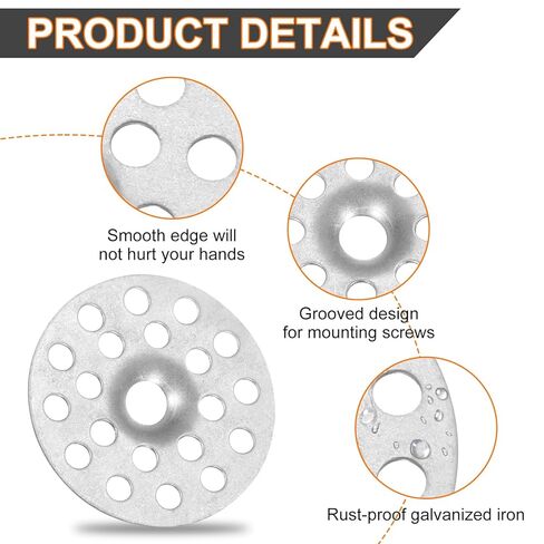 HARFINGTON 500pcs Plaster Washers 1 Inch Plaster Repair Rings Buttons Zinc Plated Metal Washer Flat Profile Washers for Wall Ceiling Drywall Repair in Saudi Arabia