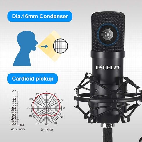 USB Streaming Podcast PC Microphone: Professional Computer Mic 192kHz/24bit Studio Cardioid Condenser Mic Kit with Sound Card Boom Arm Shock Mount Pop Filter, for Skype in Saudi Arabia