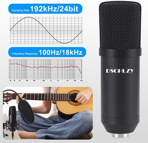 USB Streaming Podcast PC Microphone: Professional Computer Mic 192kHz/24bit Studio Cardioid Condenser Mic Kit with Sound Card Boom Arm Shock Mount Pop Filter, for Skype in Saudi Arabia