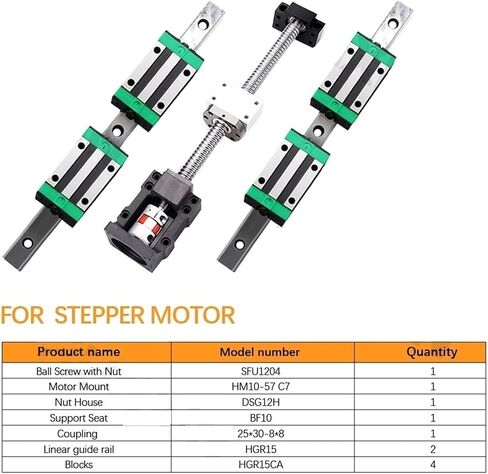 Screw Stainless Steel Ball Screw 1Pc Ball Screw Set SFU1204 +2Pc HGR15 Linear Guide+HGH15CA+HM10-57 L300-1000mm(550mm) in Saudi Arabia