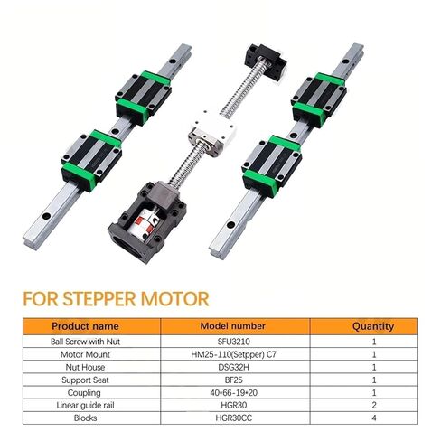 جهاز التحكم في الكرة المزدوج الجوز المسمار المسمار التجميع SFU3210 HM25-110 + 4PCS HGW30CC الشريحة الخطية + HGR30 الدليل الخطي مجموعة L300-1000MM (700 مم) in Kuwait