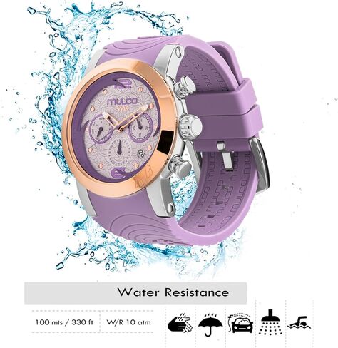 ساعات Mulco للنساء - M10 Namaste - حالة من الفولاذ المقاوم للصدأ الفضي مع شريط سيليكون معصم ، وجه كبير مع والدة لؤلؤة والذهب الوردي ، حركة التناظرية الكوارتز ، مقاومة للماء - مستوحاة من السحر in Kuwait