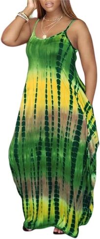 LaiyiVic Women's Casual Maxi Dresses Summer Sexy Stripe Bodycon Long Floor Length Sleeveless Colorful Sundresses Plus Size in Kuwait