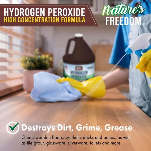 Nature's Freedom 6% Hydrogen Peroxide, Food Grade H2O2 and Purified Water Only, 1 Gallons Solution in Kuwait