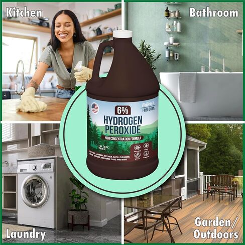 Nature's Freedom 6% Hydrogen Peroxide, Food Grade H2O2 and Purified Water Only, 1 Gallons Solution in Kuwait