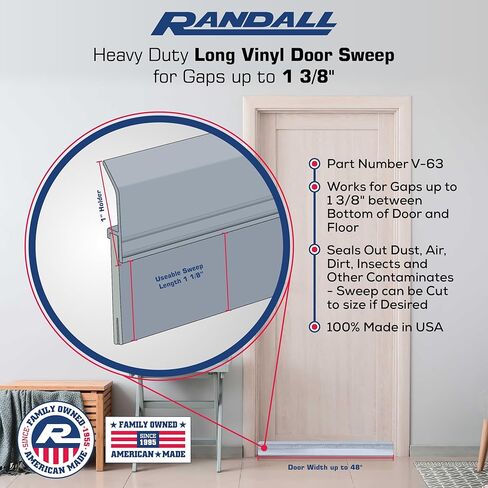 Heavy Duty Weight Aluminum with Long Vinyl Door Sweep (3 FT, White) in Saudi Arabia