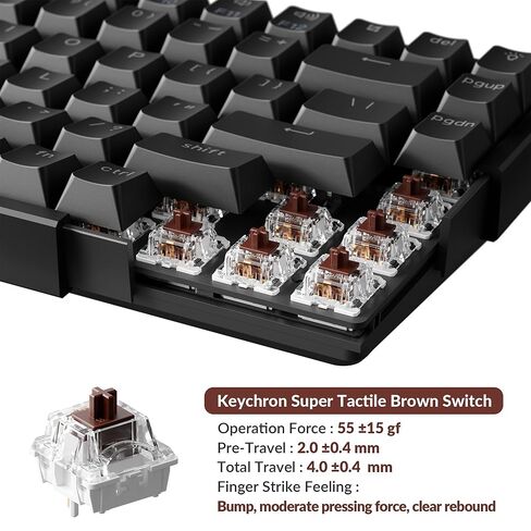 Keychron Super Switch - 110PCS Banana Tactile Mechanical Keyboard Switches, Factory Pre-Lubed, 57gf Actuation, Double-Stage Spring, 5-Pin Hot-Swappable, SMD LED Compatible for Gaming & Office in Saudi Arabia