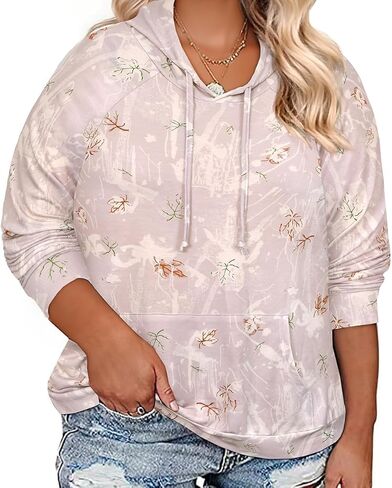 CARCOS Plus Size Hoodies for Women Long Sleeve Pullover Shirts Drawstring Tops XL-5XL in Saudi Arabia