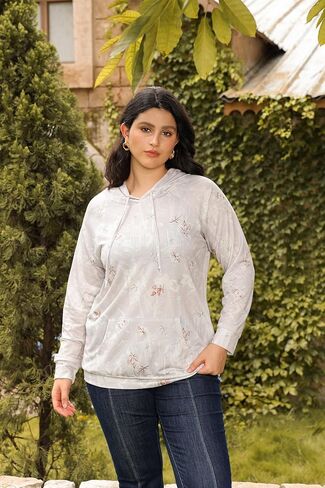 CARCOS Plus Size Hoodies for Women Long Sleeve Pullover Shirts Drawstring Tops XL-5XL in Saudi Arabia