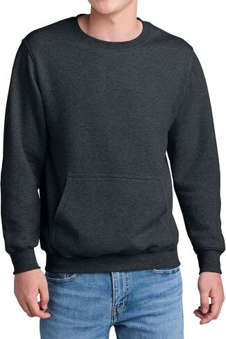 Men's Core Poly Cotton Fleece Pullover Crewneck Kangaroo Pocket Ultra Soft Sweatshirt in Kuwait