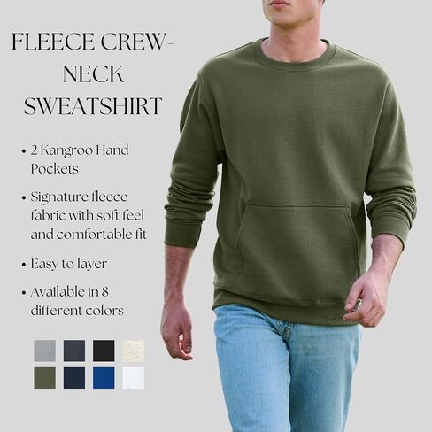 Men's Core Poly Cotton Fleece Pullover Crewneck Kangaroo Pocket Ultra Soft Sweatshirt in Kuwait