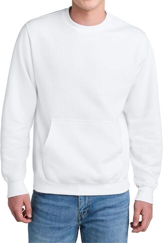 Men's Core Poly Cotton Fleece Pullover Crewneck Kangaroo Pocket Ultra Soft Sweatshirt in Kuwait