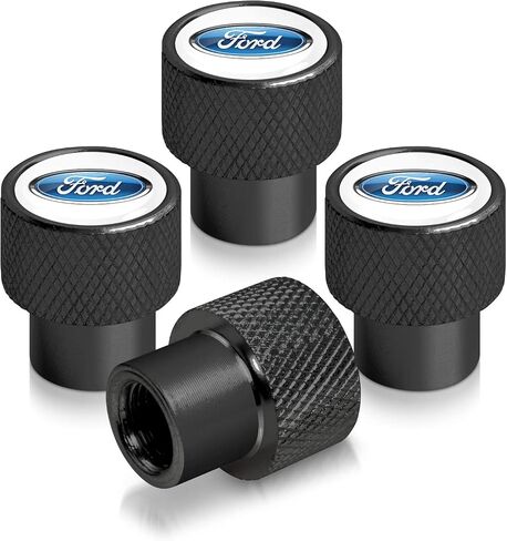 for Ford Logo in Black on Black Aluminum Tire Valve Stem Caps in Saudi Arabia