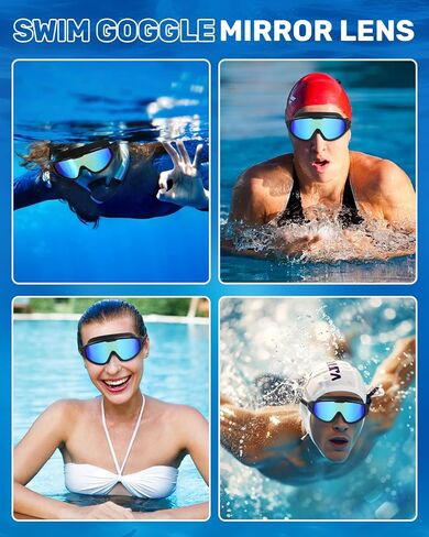 Swim Goggles for Adults, Wide View Anti-Fog & UV Swimming Goggles with Nose Clip & Ear Plugs, No Leak in Saudi Arabia