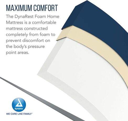 Dynarex 10434 Dynarest @ Home Foam Mattress ، عرض 36 "، طول 80" ، 6 "ارتفاع in Saudi Arabia