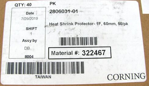 عام Corning 2806031-01 أكمام حامي لصق الحارقة الحرارية ، الألياف المفردة ، 60 مم ، 50pk ، 322467 in Kuwait