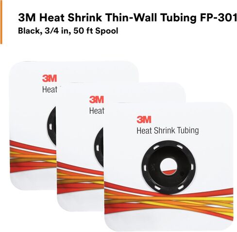 3M Heat Shrink Thin-Wall Tubing FP-301, Black Color, 2 to 1 Shrink, High Strength Protection, Electrical Insulation, 3/4 in, 50 ft Spool, 1 Spool in Saudi Arabia