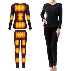 Women's Heated Underwear USB Battery Powered Fleece Thermal Heating Motorcycle Moto Long Pants Electric Suit in Saudi Arabia