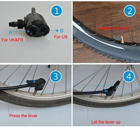 Black Pump Adapter Valve, 3 in 1 Replacement Dual Head Air Pump Adapter Valve Bike Cycle Tyre Tube Pump Adapter, Bike Floor Pumps in Saudi Arabia