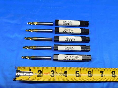 M & J Tooling LLC 5 PCS 5 درجة 3/16-5/16 O.D. 3/4 LOC TIN TIN CARBIDE END MILL 3 FL - BR3648BR3 in Saudi Arabia