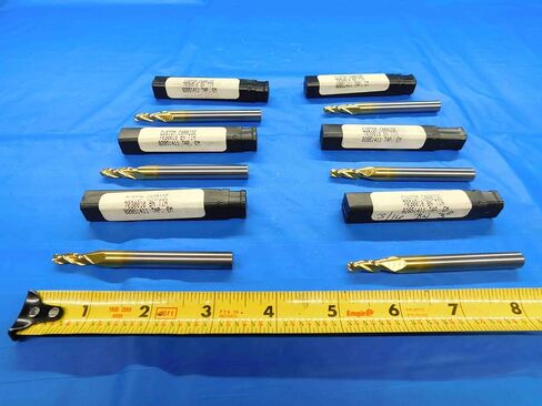 M & J Tooling LLC LOT of 6 TIN Coated Carbide Tapered END Mills 3 Degrees Size 3/16"" 5/16"" Shank - BT2722BR3 in Kuwait