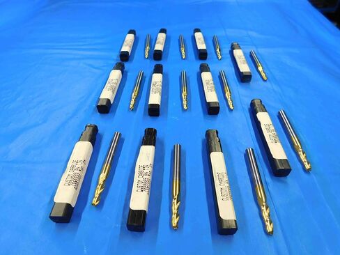 M & J Tooling LLC LOT of 11 TIN Coated Carbide Tapered END Mills 2 Degrees Size 3/16"" 1/4"" Shank - BT2723BR3 in Saudi Arabia